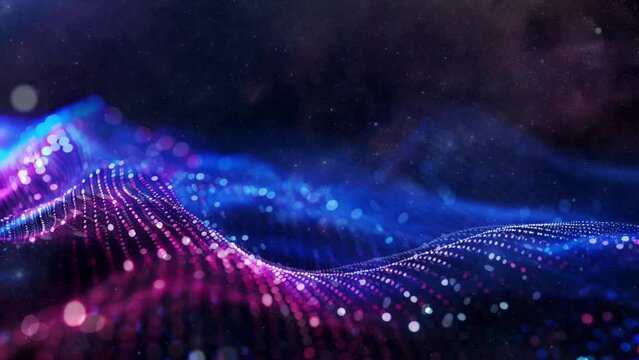 Abstract futuristic background with glowing neon moving wave lines