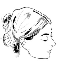 close-up sketch of a beautiful woman's face from the side