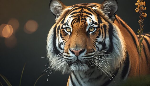tiger closeup portrait safari shot bengal tiger siberian tiger panthera tigris altaica wild cat wildlife nature concept