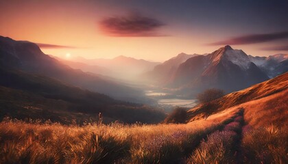 the epic landscape at sunset natural background nature landscape wallpaper banner created using tools
