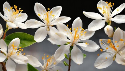 neroli white flower in different positions set isolated transparent png citrus bloom seven orange tree blossoms