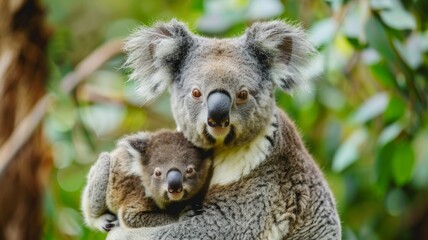 Fototapeta premium Mother koala with cubs