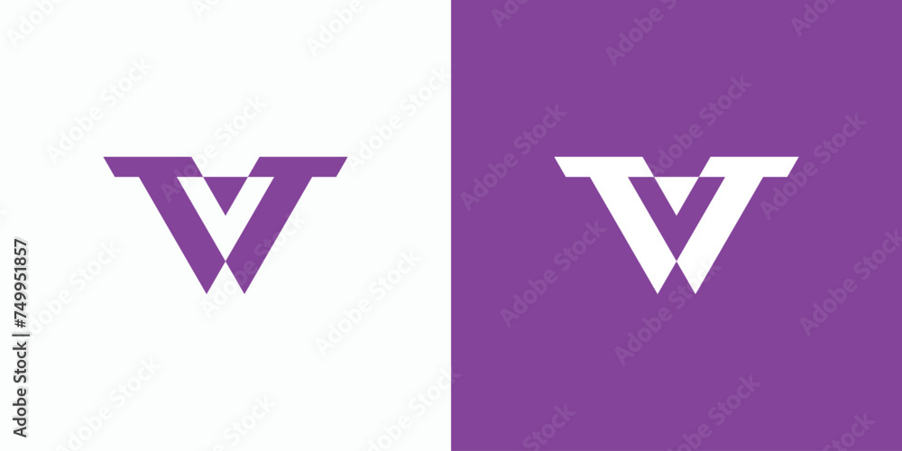 Poster t v t initials vector logo design in triangle shape with a modern, simple, clean and abstract style.