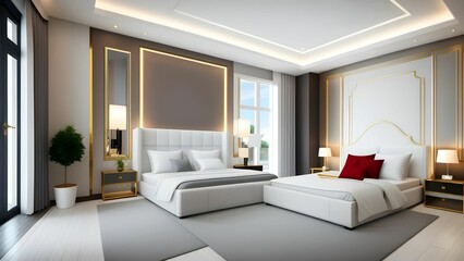 Fototapeta na wymiar Interior of a marble bed room