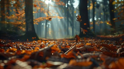 Explore the delicate details of fallen leaves on a forest floor