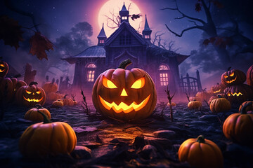 halloween pumpkin outdoors scary mystery house, halloween celebration, scary