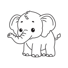 Line art of elephant cartoon vector