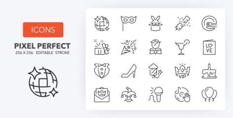 Tapeten Party thin line icon set. Outline symbol collection. Editable vector stroke. 256x256 Pixel Perfect scalable to 128px, 64px... © Artco