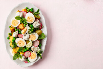 Crispy potato and egg salad.