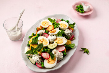 Crispy potato and egg salad.