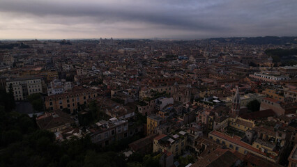 Aerial view of the cityscape of Rome, center of 