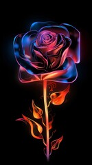 Futuristic rose flower black background wallpaper for phone
