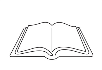 Continuous one line drawing of an open book with flying pages. Vector illustration of back to school, educational supplies.