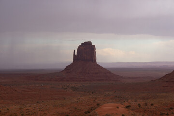 The Monument Valley Navajo Tribal Park in Arizona, USA. View of the East Mitten Butte Monument.