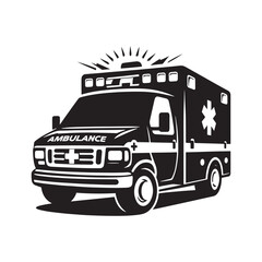 Emergency Response: Vector Ambulance Silhouette - Symbolizing Swift Assistance and Life-Saving Aid in Times of Need. Ambulance illustration, Ambulance Vector.
