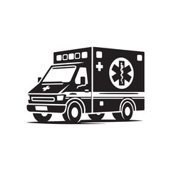 Emergency Response: Vector Ambulance Silhouette - Symbolizing Swift Assistance and Life-Saving Aid in Times of Need. Ambulance illustration, Ambulance Vector.