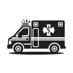 Emergency Response: Vector Ambulance Silhouette - Symbolizing Swift Assistance and Life-Saving Aid in Times of Need. Ambulance illustration, Ambulance Vector.