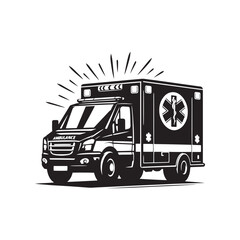 Emergency Response: Vector Ambulance Silhouette - Symbolizing Swift Assistance and Life-Saving Aid in Times of Need. Ambulance illustration, Ambulance Vector. © Wolfe 