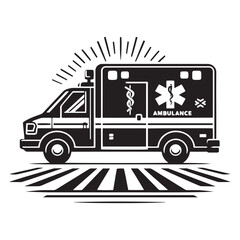 Emergency Response: Vector Ambulance Silhouette - Symbolizing Swift Assistance and Life-Saving Aid in Times of Need. Ambulance illustration, Ambulance Vector.