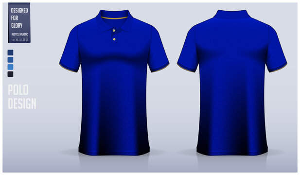 Polo shirt mockup template design for soccer jersey, football kit or sportswear. Sport uniform in front view and back view. T-shirt mockup for sport club. Fabric pattern.