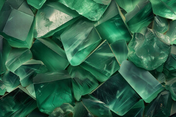 Green crystals of emerald or tourmaline. Precious stones. Mineral crystals in the natural environment. - obrazy, fototapety, plakaty