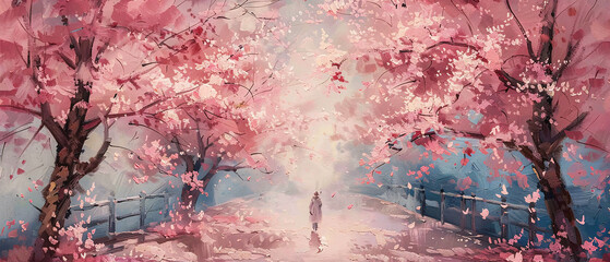 Enchanted Spring Blossom Pathway Painting