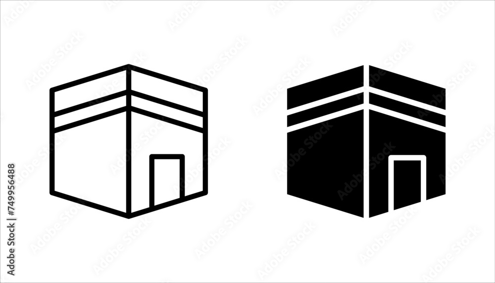 Aufkleber kaaba of hajj building line icon set. linear style sign for mobile concept and web design. vector il