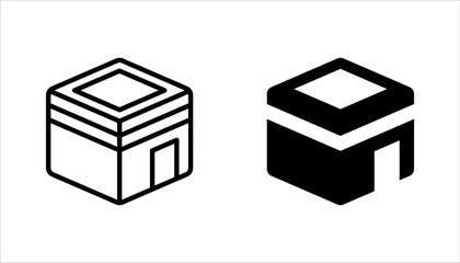 Kaaba of hajj building line icon set. linear style sign for mobile concept and web design. vector illustration on white background
