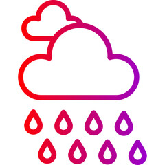 Rain Vector Line Gradient Icon