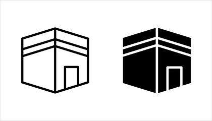 Kaaba of hajj building line icon set. linear style sign for mobile concept and web design. vector illustration on white background