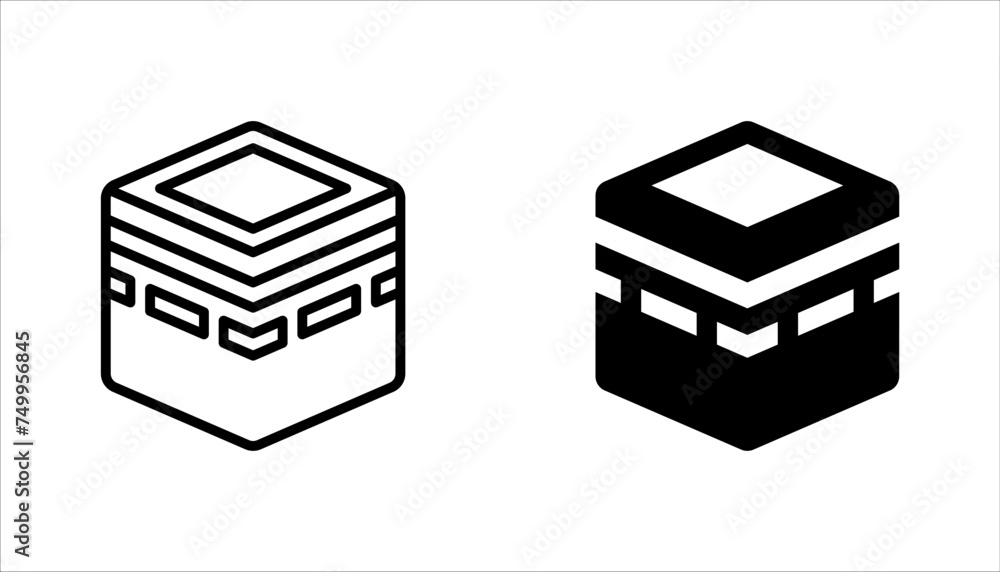 Poster kaaba of hajj building line icon set. linear style sign for mobile concept and web design. vector il
