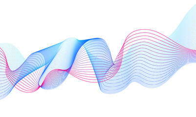 Gradient blue wavy flowing dynamic smooth curve lines background. Digital future technology concept. Design used for presentation, web design, cover, technology, science, data, magazine.