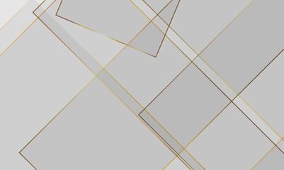 Obraz premium White geometric overlay golden line layer background on bright space with geometric decoration concept. Minimal futuristic element concept for poster, brochure, banner, wallpaper, cover, flyer.