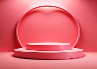 Pink podium winner minimal product display on pink background 3d illustration rendering