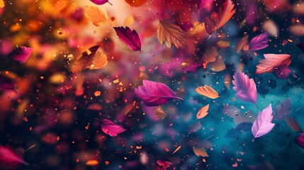 Colorful Autumn Leaves Flying in the Air