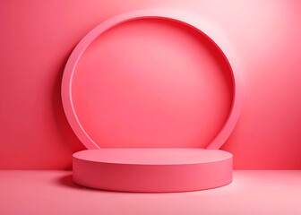 Pink podium winner minimal product display on pink background 3d illustration rendering