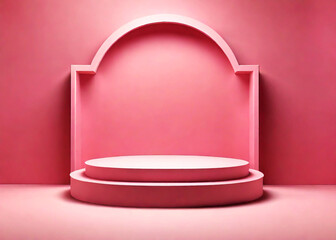 Pink podium winner minimal product display on pink background 3d illustration rendering