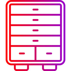 Chest Of Drawers Vector Line Gradient Icon