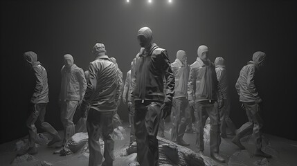 Post-Apocalyptic Light on a Group of Dressed People