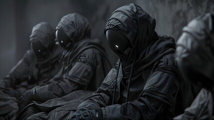 Post-Apocalyptic Group of Figures in Futuristic Setting