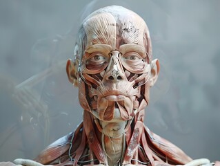 Realistic Digital Model of a Human Body Showing its Muscles and Joints - obrazy, fototapety, plakaty