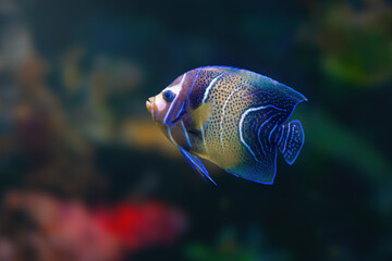 Koran Angelfish (Pomacanthus semicirculatus) or Semicircled Angelfish - Marine Fish