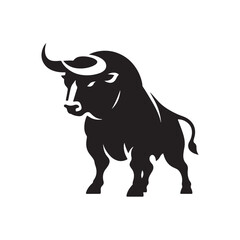 Furious Charge: Vector Silhouette of an Angry Bull - Capturing the Power and Intensity of Its Aggression in Striking Form. Vector Bull, Bull Illustration, Angry Bull Vector,