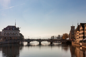 Fototapeta na wymiar River Limmat, Zurich, Switzerland