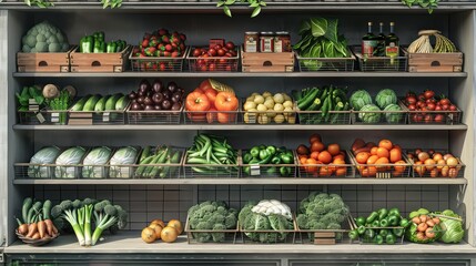 supermarket shelf with vegetarian food