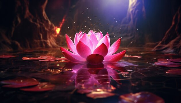 Lotus flower light night background
