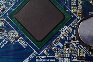 Chip, electronic equipment on the motherboard Electronic illustration background