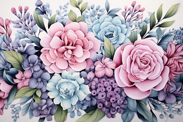 Delicate multicolor watercolor floral background. beautiful and tranquil art print
