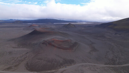 Fototapeta premium Fjallabak craters in Iceland. Landmannalaugar Black Craters.