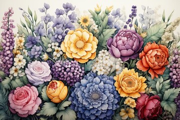 Delicate multicolor watercolor floral background - vibrant and serene artwork for design projects
